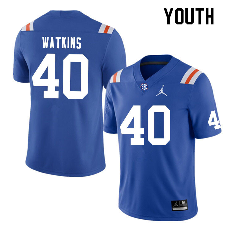 Youth #40 Jacob Watkins Florida Gators College Football Jerseys Sale-Throwback - Click Image to Close